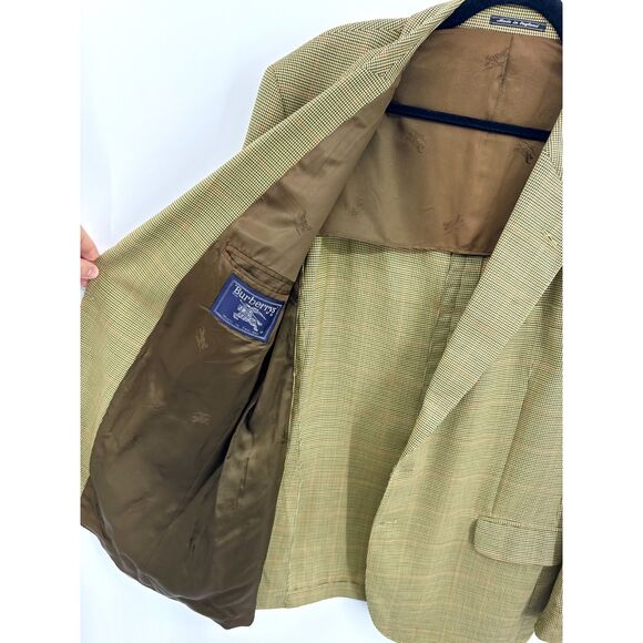 BURBERRY Vintage Yellow Gold Plaid Lynfield 2 Button Blazer Jacket Size 46L - Picture 5 of 12